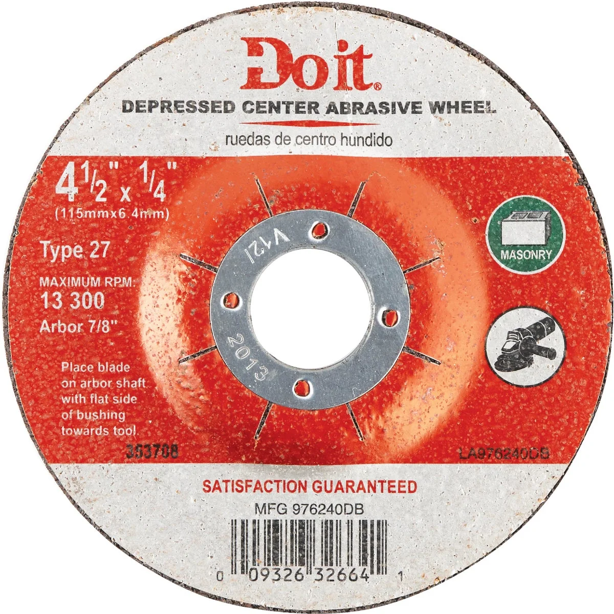 Fine Crafted Do it Type 27 4-1 2 In. x 1 4 In. x 7 8 In. Masonry Cut-Off Wheel Clean