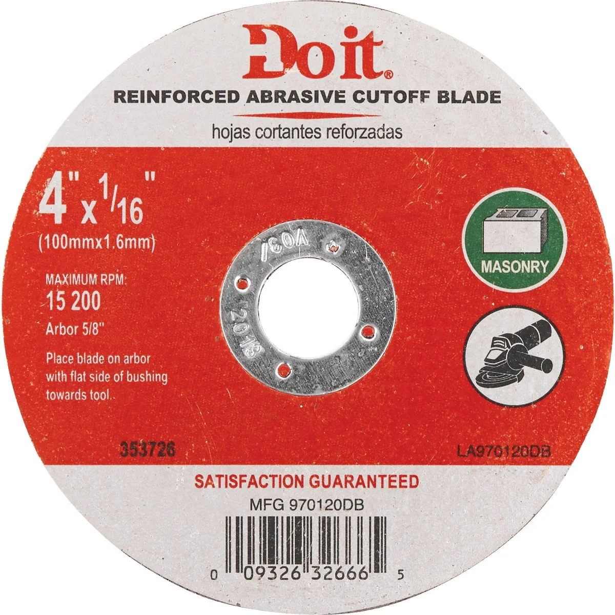 Green Do it Type 1 4 In. x 1 16 In. x 5 8 In. Masonry Cut-Off Wheel Authentic