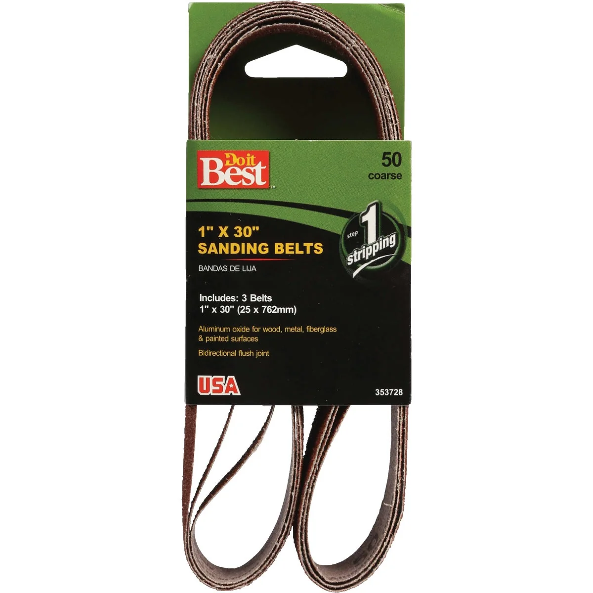 Recyclable Do it 1 In. x 30 In. 50 Grit Power Sanding Sanding Belt 3-Pack User-Friendly