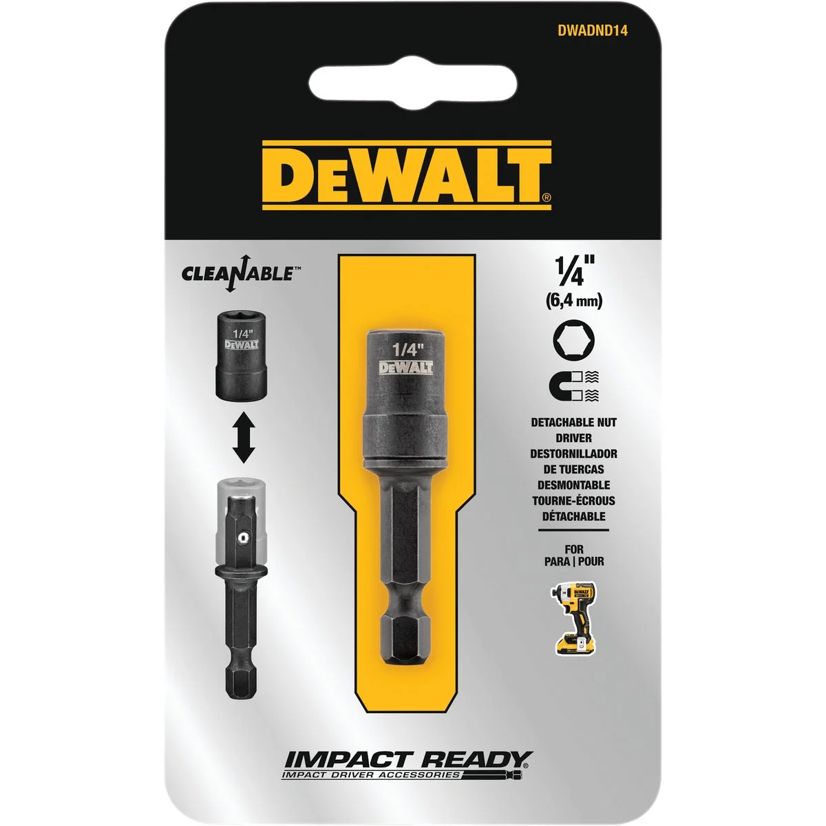 Smart DeWalt Impact Ready 1 4 In. x 2 In. Cleanable Magnetic Nutdriver Authentic