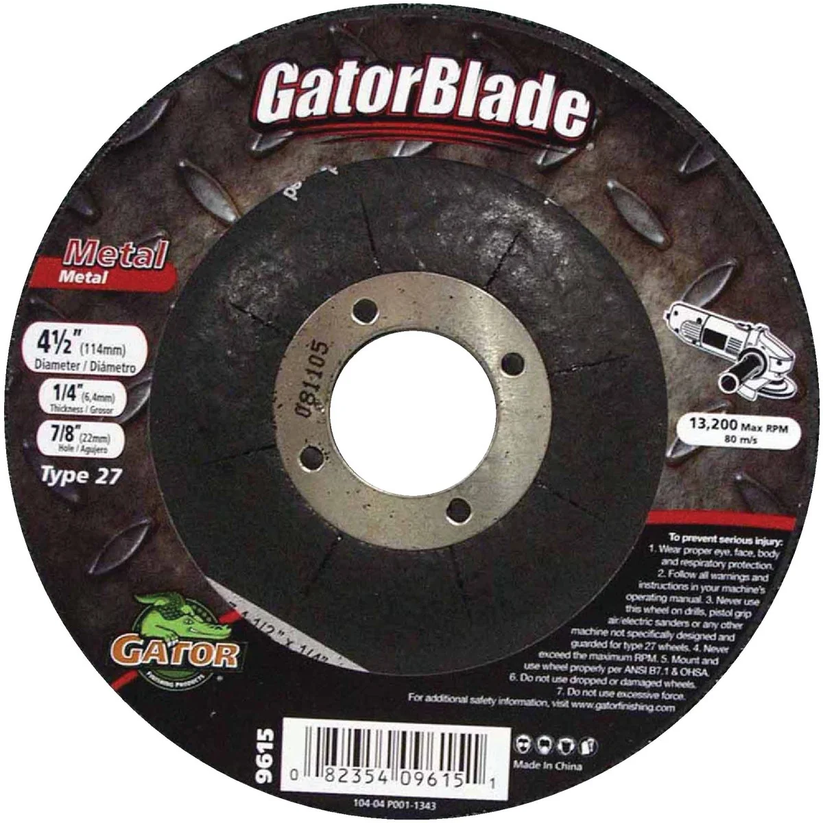 Fine Gator Blade Type 27 4-1 2 In. x 1 4 In. x 7 8 In. Metal Cut-Off Wheel Original Design