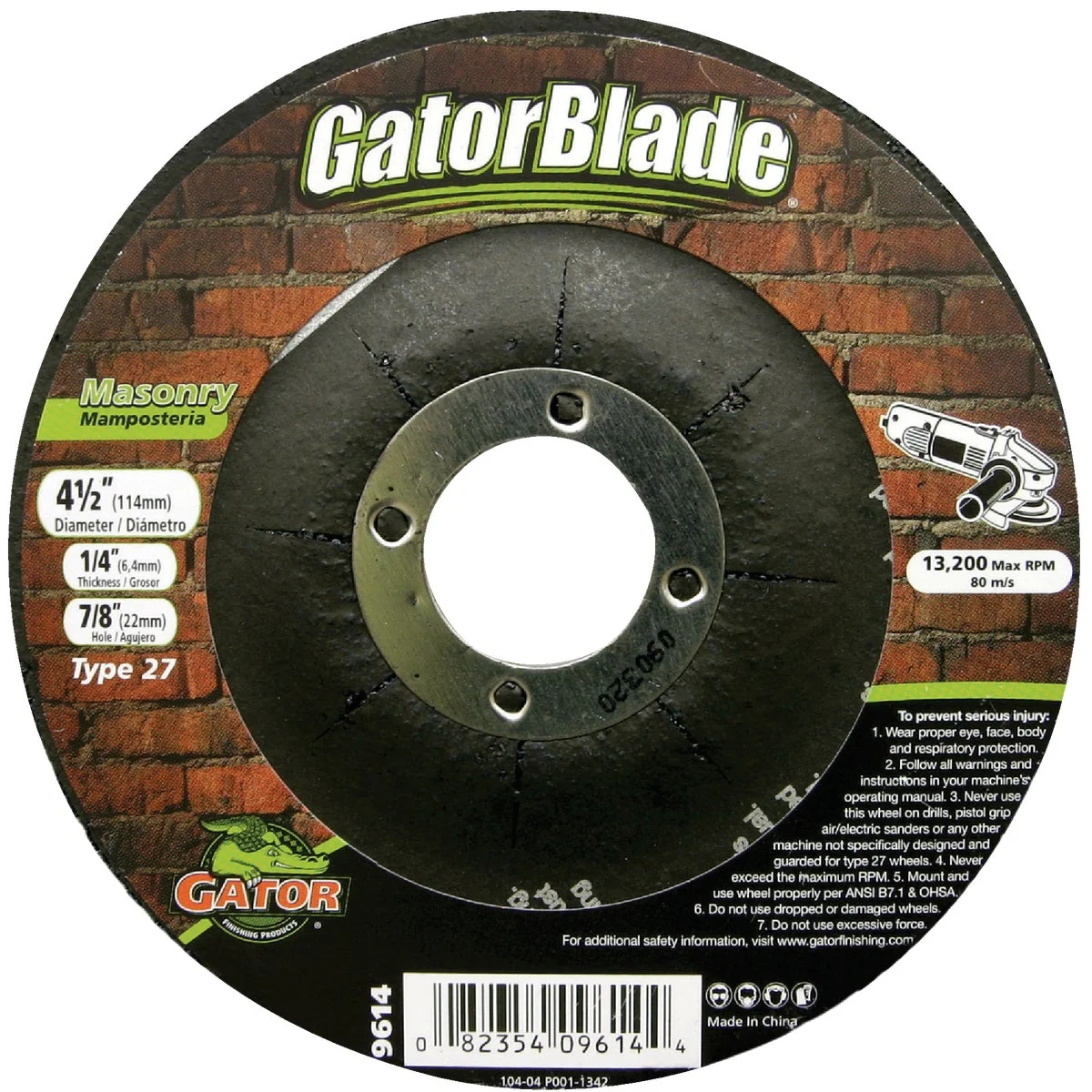 Environmentally Friendly Gator Blade Type 27 4-1 2 In. x 1 4 In. x 7 8 In. Masonry Cut-Off Wheel Fine Crafted