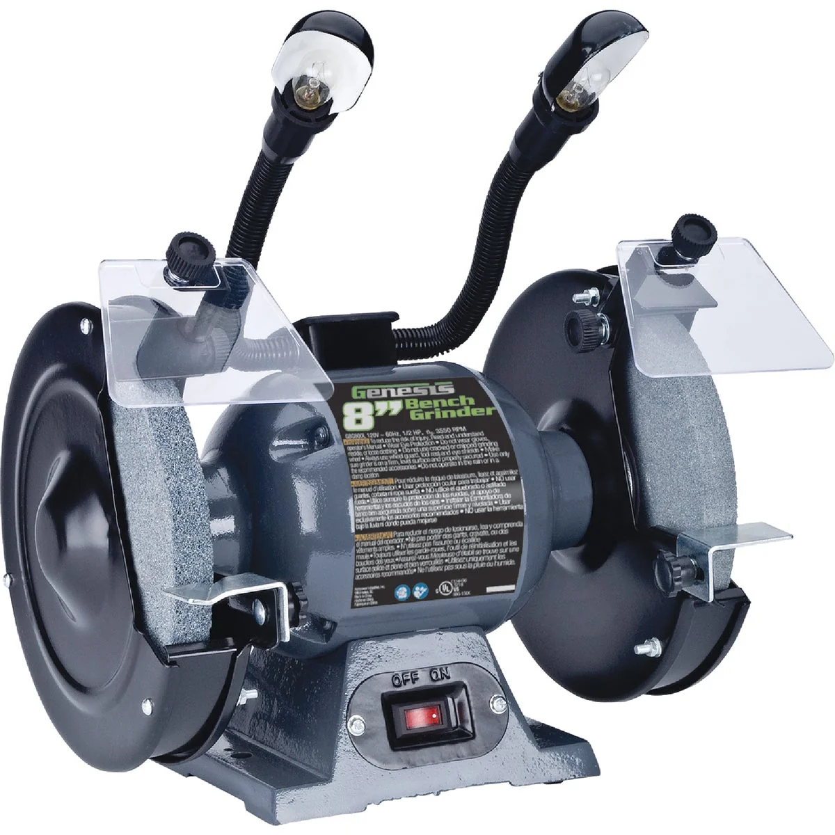 Long-Lasting Genesis 8 In. 3 4 HP Bench Grinder with Lights Consistent