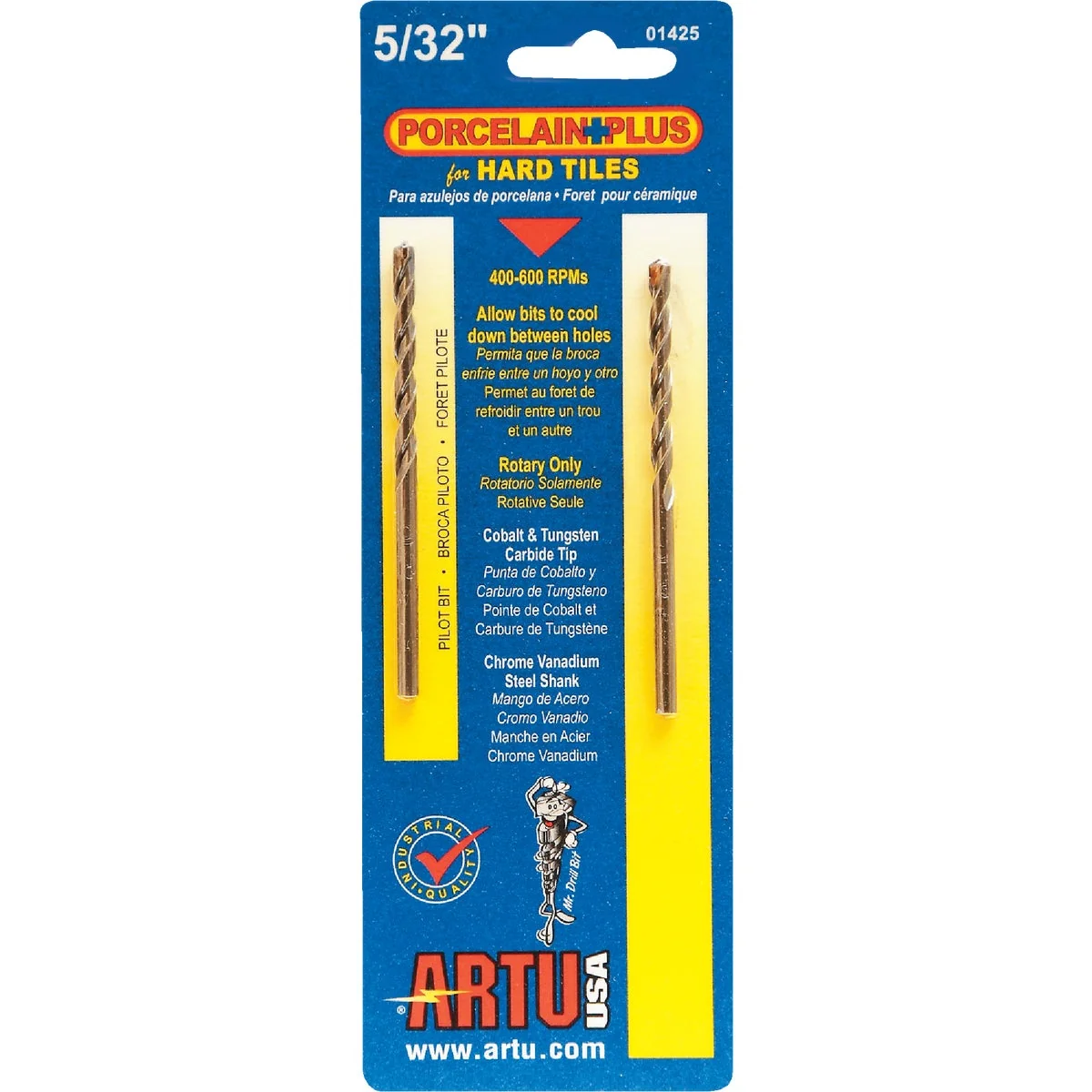 Elite ARTU 5 32 In. x 3-1 8 In. Cobalt and Tungsten Carbide Glass Tile Drill Bit Reliable