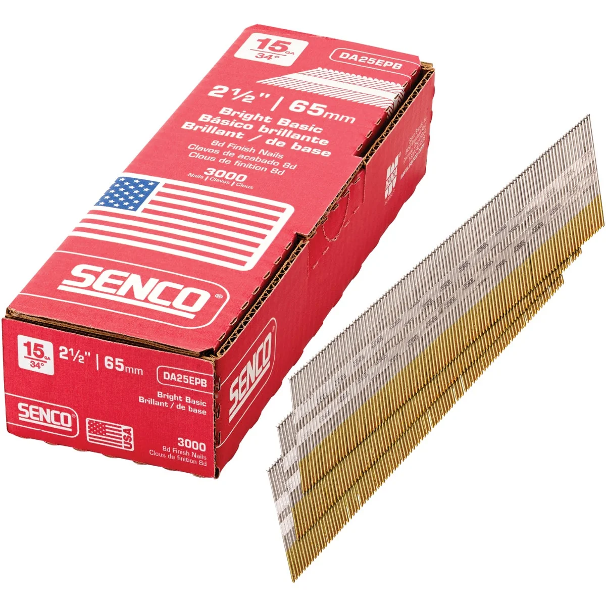 Advanced Senco 15-Gauge Bright 34 Degree Angled Finish Nail 2-1 2 In. 3000 Ct. Effective