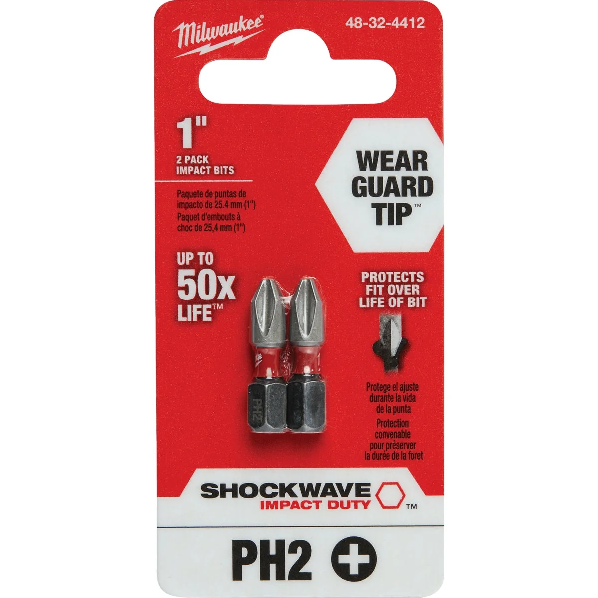 Practical Milwaukee Shockwave 2 Phillips 1 In. Insert Impact Screwdriver Bit 2-Pack Secure
