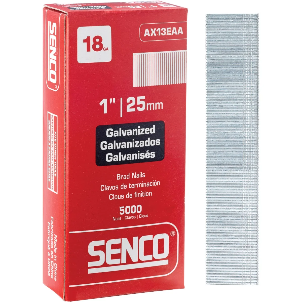 Crafted Senco 18-Gauge Galvanized Medium Head Brad Nail 1 In. 5000 Ct. High-Quality