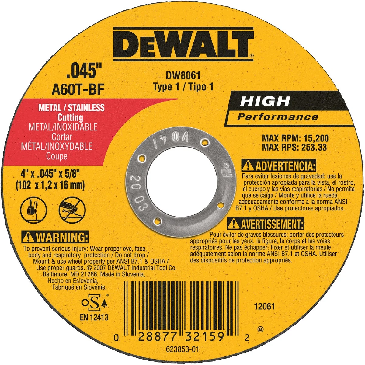 Comfortable DeWalt HP Type 1 4 In. x 0.045 In. x 5 8 In. Metal Stainless Cut-Off Wheel Specialty