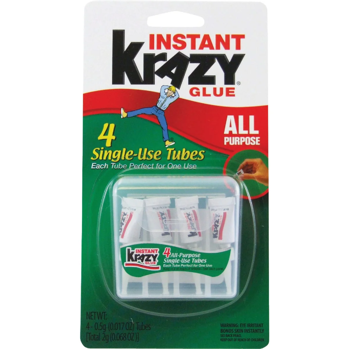 Convenient Krazy Glue 0.02 Oz. Liquid Single Use All-Purpose Super Glue 4-Pack Solid