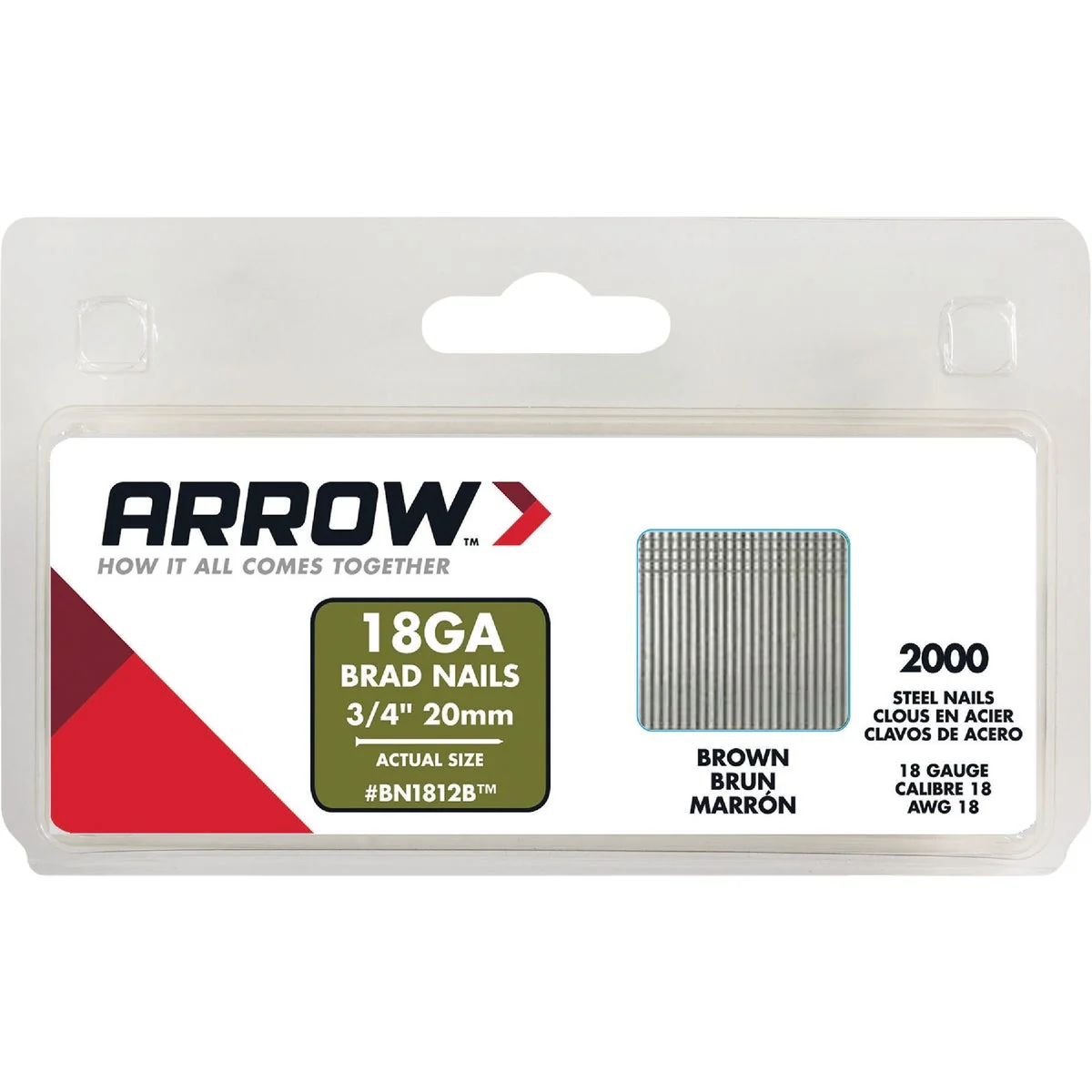 Traditional Arrow 18-Gauge Brown Steel Brad Nail 3 4 In. 2000-Pack Reliable