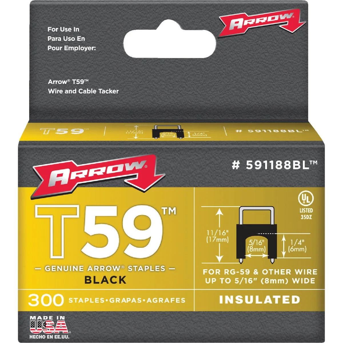 Sophisticated Arrow Insulated Black Cable Staple 1 4 In. 300-Pack Reliable
