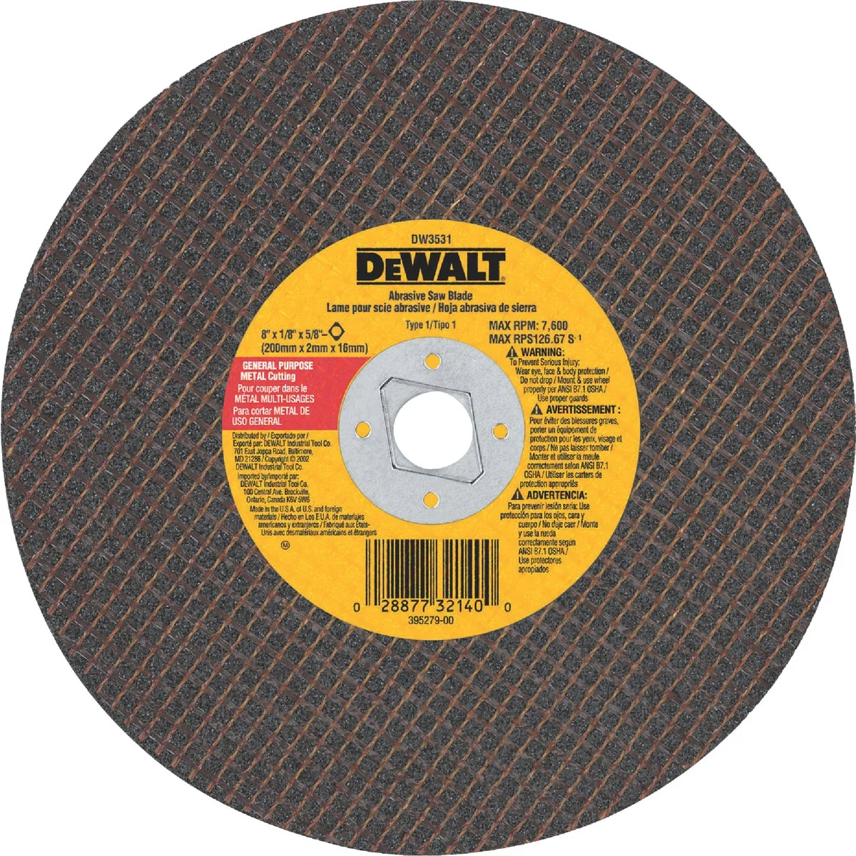 Environmentally Friendly DeWalt HP Type 1 8 In. x 1 8 In. x 5 8 In. Metal Cut-Off Wheel Functional