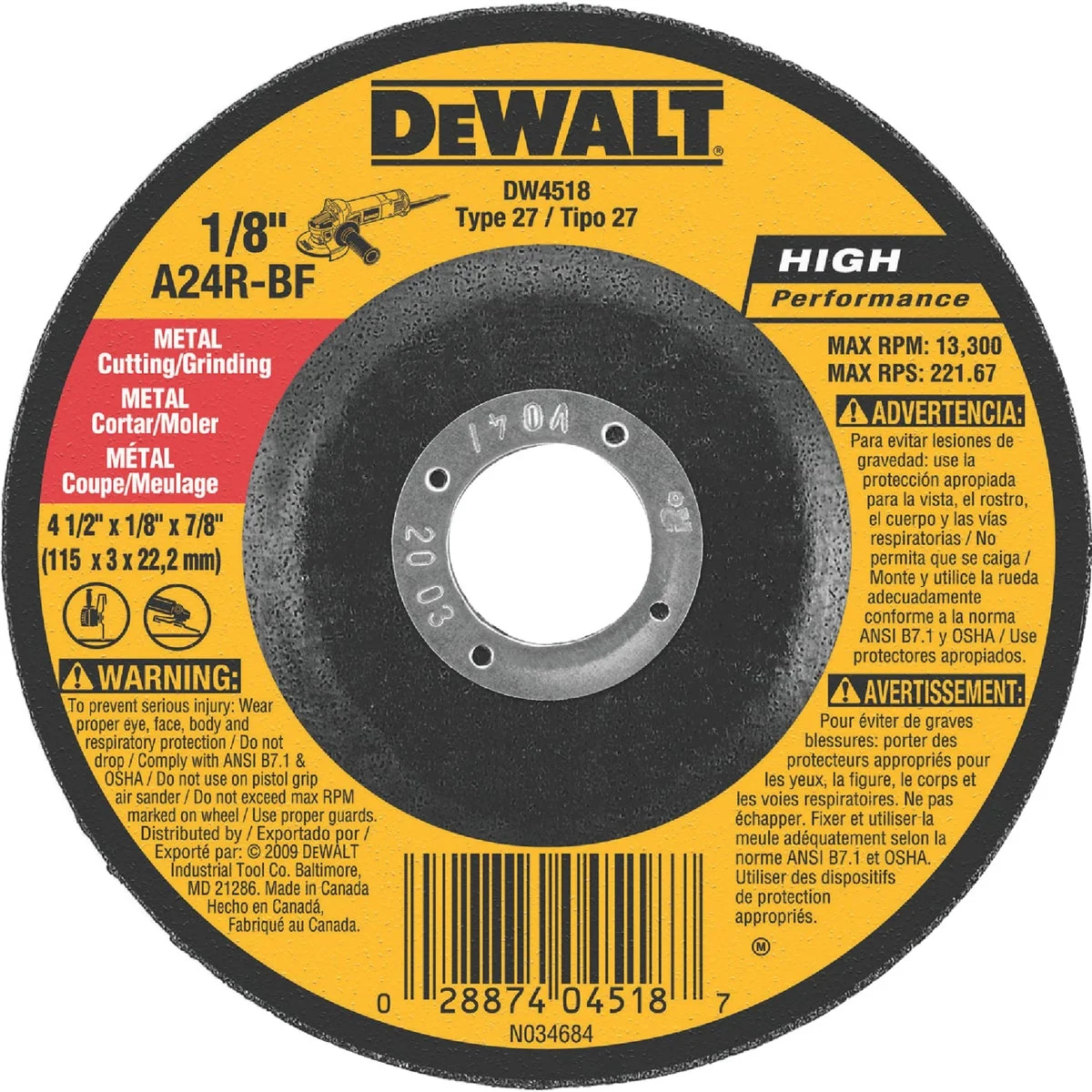 Verified DeWalt HP Type 27 4-1 In. x 1 8 In. x 7 8 In. Metal Grinding Cut-Off Wheel User-Friendly