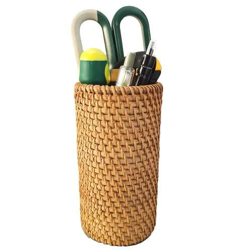 Traditional Handmade High Wall Rattan Pen Cup Effective