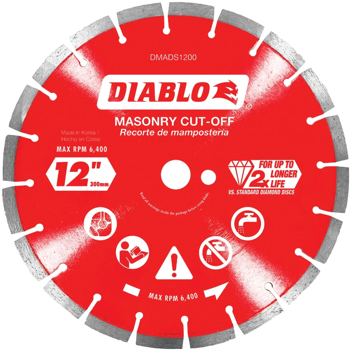 Minimalist Diablo 12 In. Segmented Rim Dry Wet Cut Diamond Blade Secure