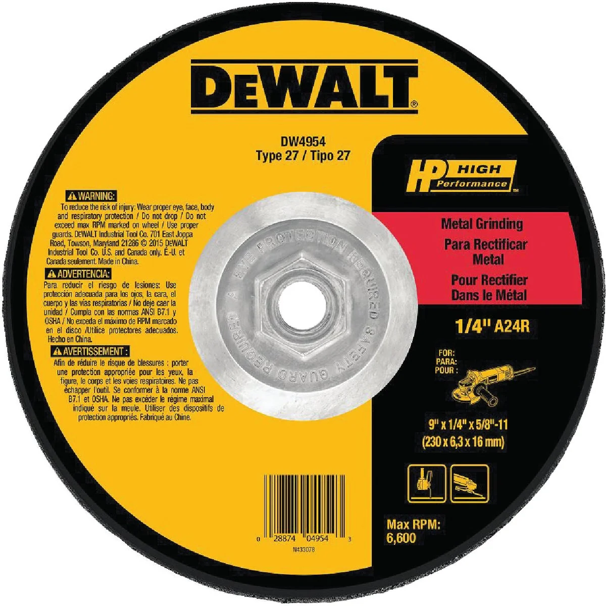 Eco-Friendly DeWalt HP Type 27 9 In. x 1 4 In. x 5 8 In.-11 Metal Grinding Cut-Off Wheel Clean