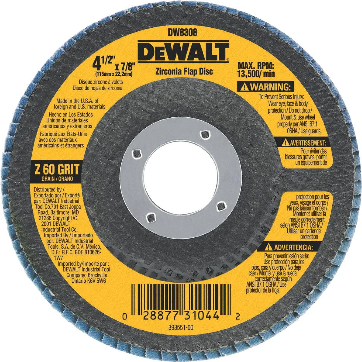 Carefully Designed DeWalt 4-1 2 In. 60-Grit Type 29 High Performance Zirconia Angle Grinder Flap Disc Long-Lasting