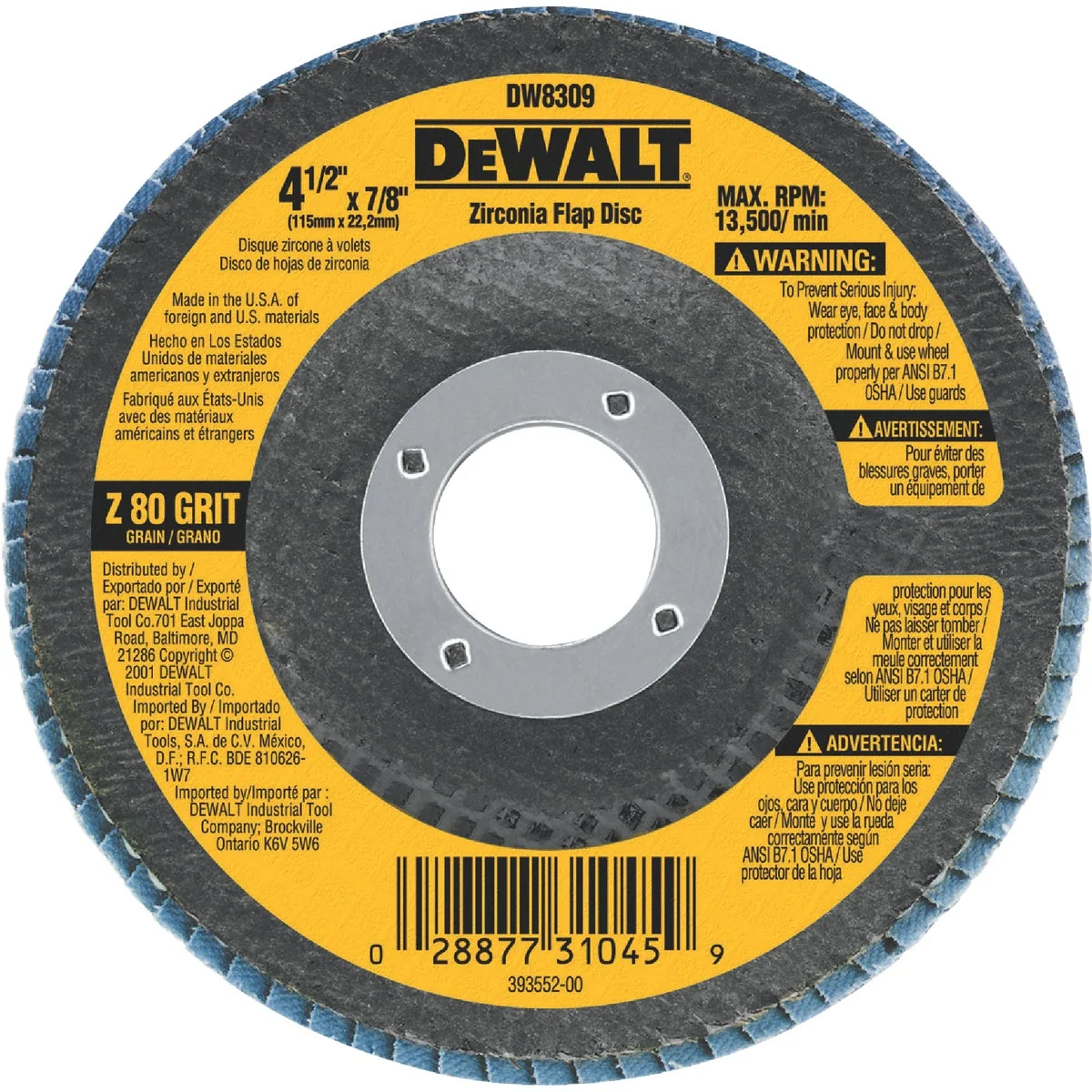 Trusted DeWalt 4-1 2 In. 80-Grit Type 29 High Performance Zirconia Angle Grinder Flap Disc Convenient
