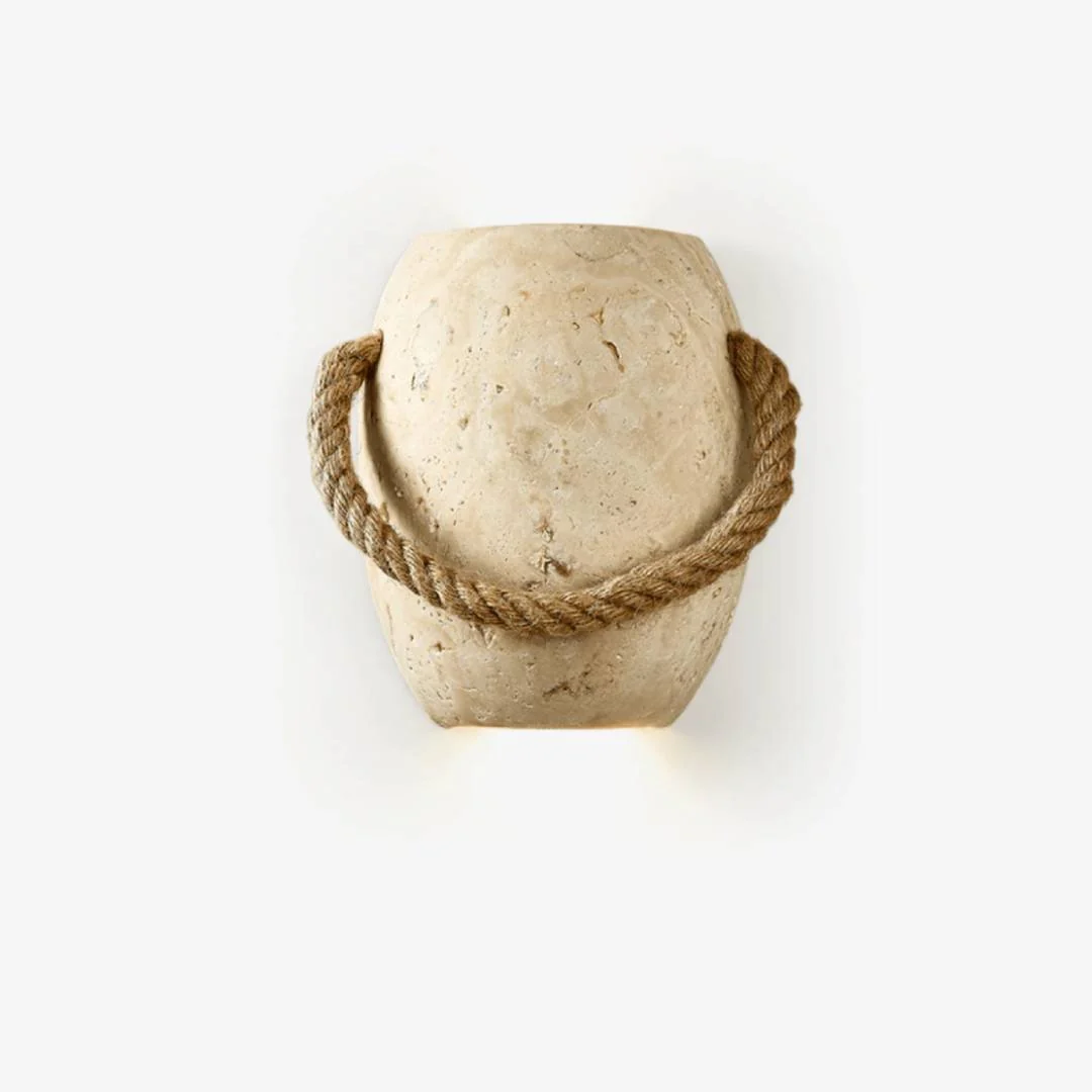 Artisan Gevlochten touw travertijn wandlamp Verified