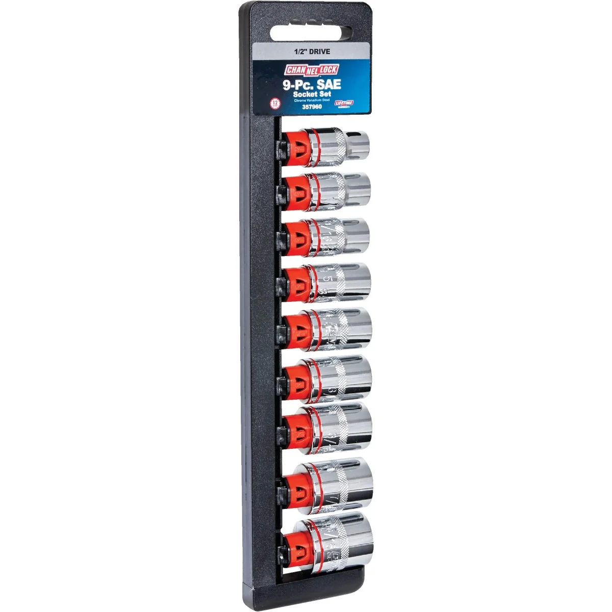 Professional Channellock Standard 1 2 In. Drive 12-Point Shallow Socket Set 9-Piece Green