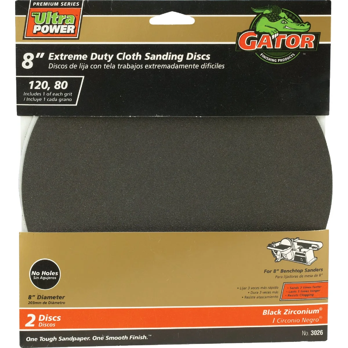 Sophisticated Gator 8 In. 120 80 Grit Stick-On Sanding Disc 2-Pack Elegant