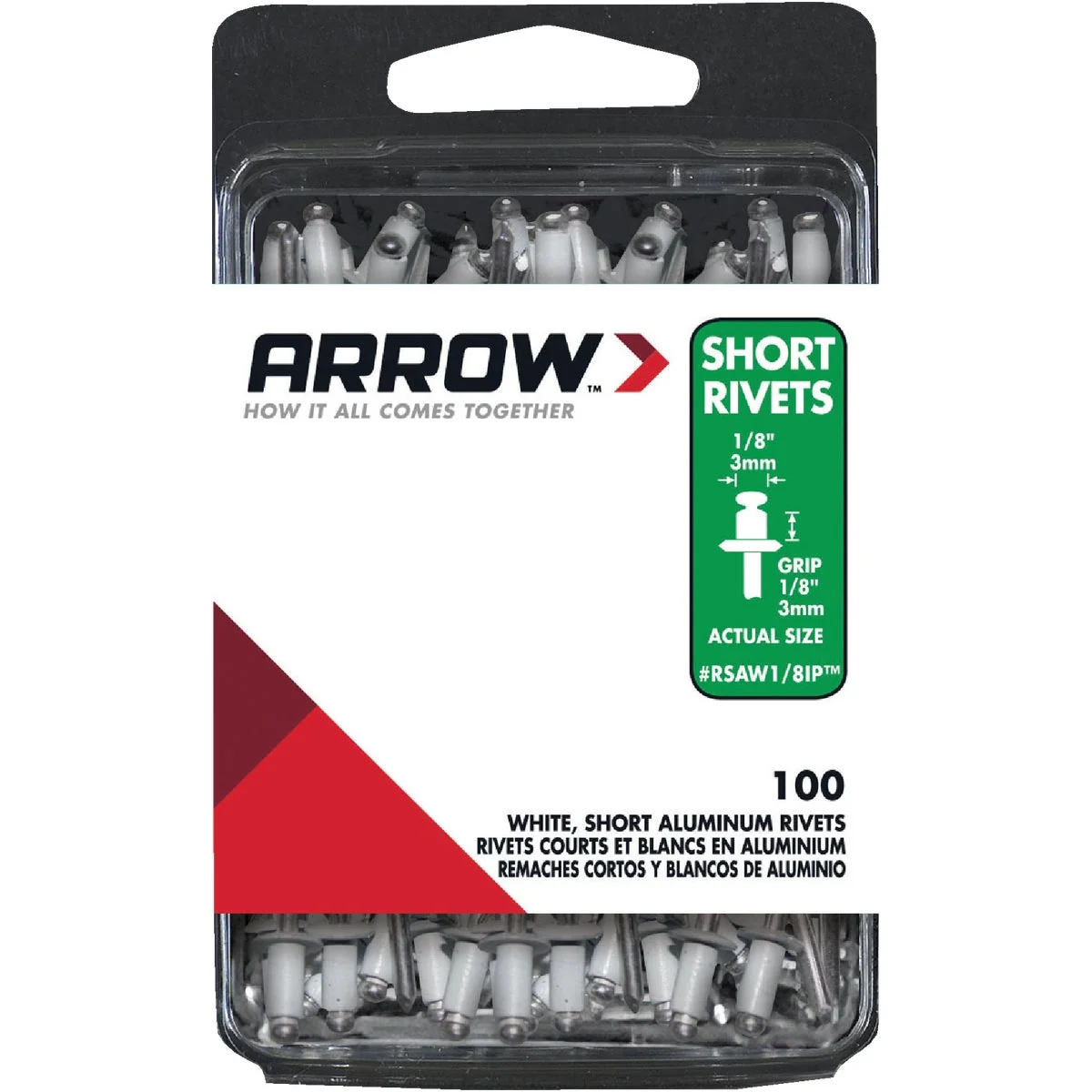Elegant Arrow 1 8 In. x 1 8 In. White Aluminum IP Rivet 100 Count Professional