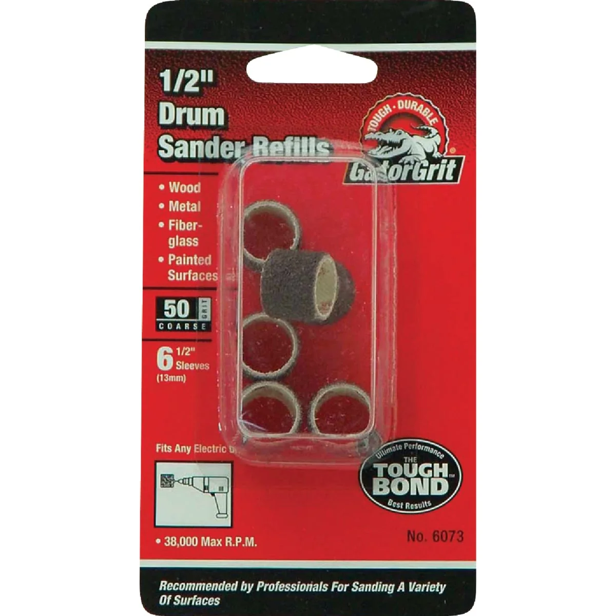 Unique Gator 1 2 In. x 1 2 In. 50 Grit Drum Sander Refills 6-Pack Genuine