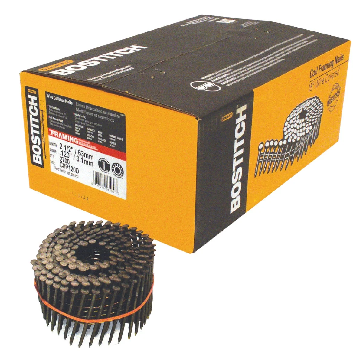 Contemporary Bostitch 15 Degree Wire Weld Coated Coil Framing Nail 2-1 2 In. x .120 In. 2700 Ct. Prestigious