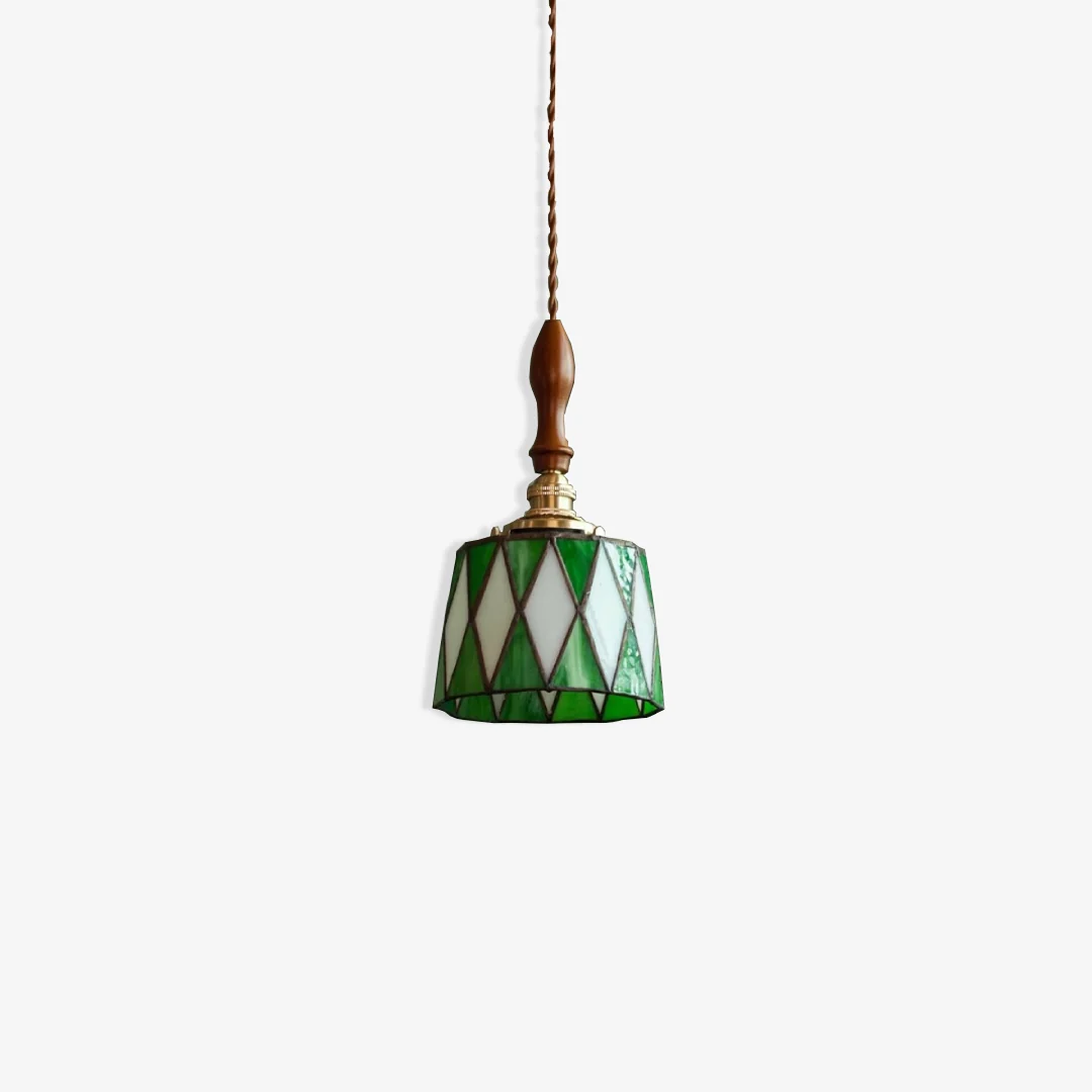 High-Grade Vintage groene ruitvormige hanglamp Practical