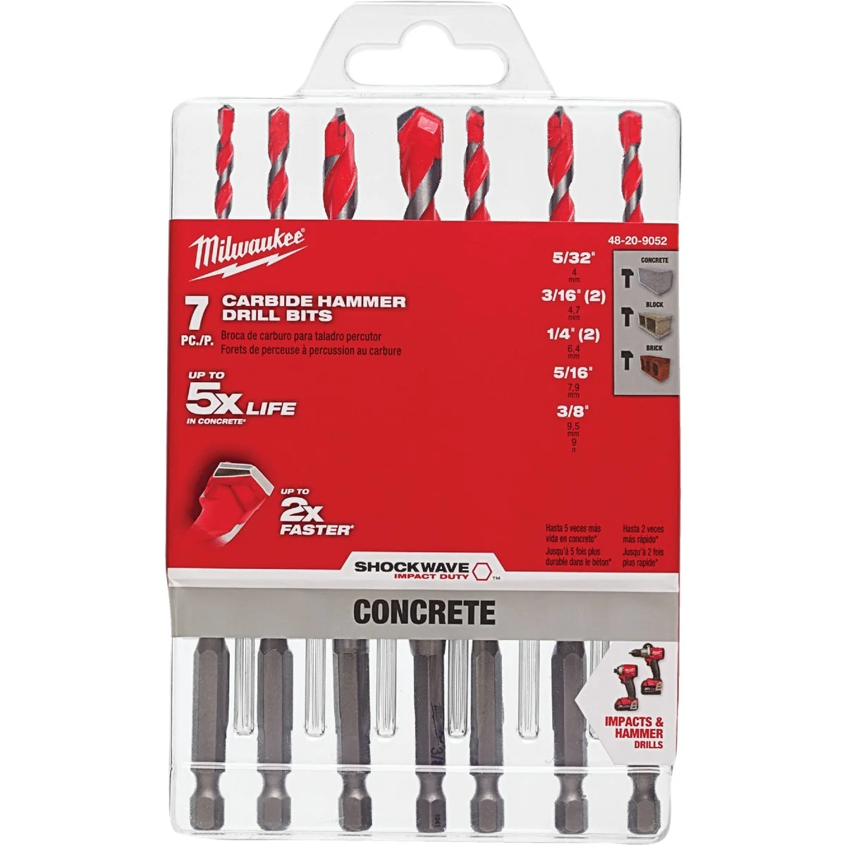 Trendy Milwaukee Shockwave 7-Piece Carbide Masonry Drill Bit Set Relaxed