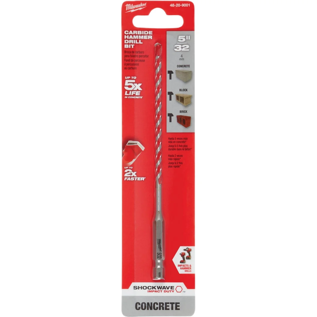 Outstanding Milwaukee Shockwave 5 32 In. x 6 In. Carbide Masonry Drill Bit Specialty