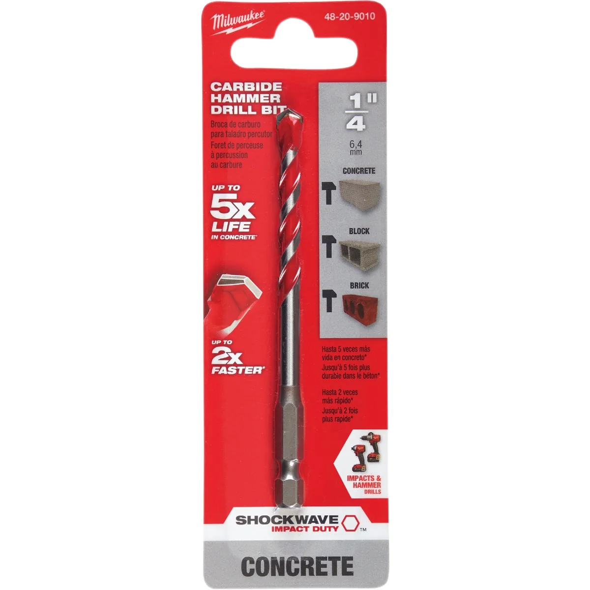 Trendy Milwaukee Shockwave 1 4 In. x 4 In. Carbide Masonry Drill Bit Long-Lasting