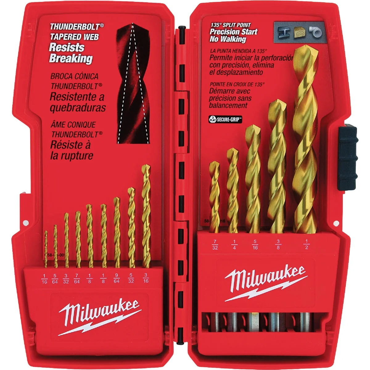 Modern Milwaukee THUNDERBOLT 14-Piece Titanium Drill Bit Set 1 16 In. thru 1 2 In. Crafted