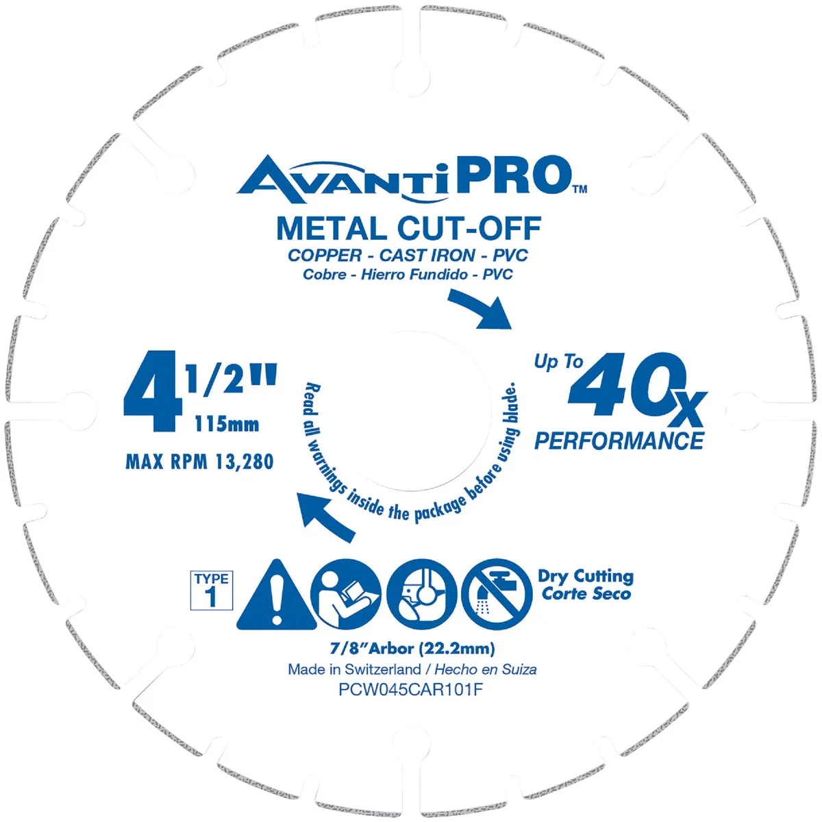 Green AvantiPRO Type 1 Carbide Grit 4-1 2 In. x 7 8 In. Metal Cut-Off Wheel Smart