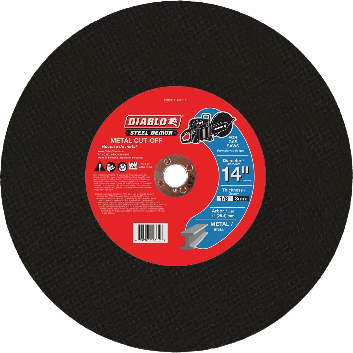 Reliable Diablo Steel Demon 14 In. x 1 In. Metal High Speed Cut Off Disc Top-Quality