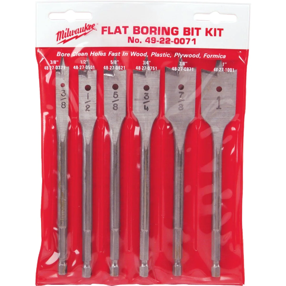 Solid Milwaukee 6-Piece Universal Spade Bit Set Minimalist