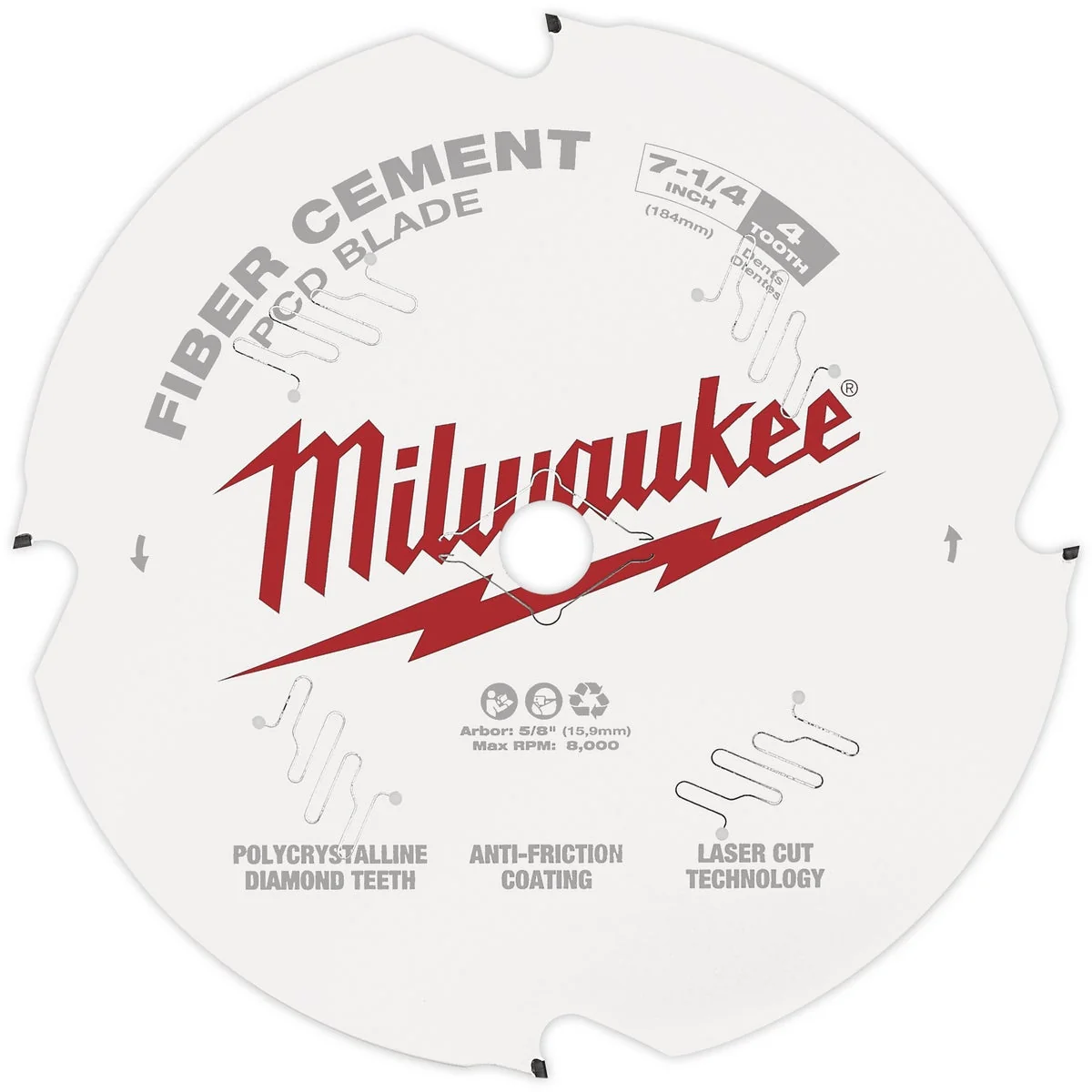 Natural Milwaukee 7-1 4 In. 4-Tooth Fiber Cement PCD Circular Saw Blade Unique