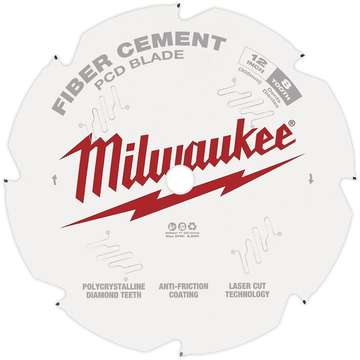 Certified Milwaukee 12 In. 8-Tooth Fiber Cement PCD Circular Saw Blade Comfortable