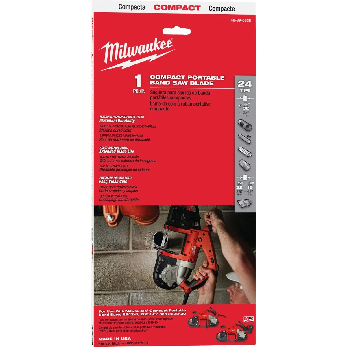 High-End Milwaukee 35-3 8 In. x 1 2 In. 24 TPI Compact Band Saw Blade Artisan