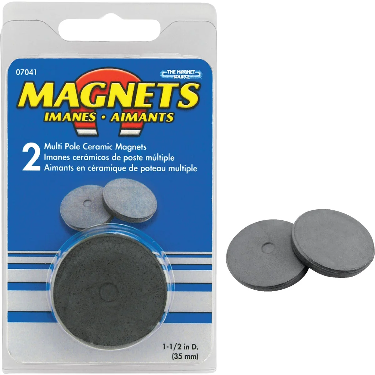 Genuine Master Magnetics 1-1 2 In. Multi Pole Ceramic Magnet Disc 2 per Pack Powerful