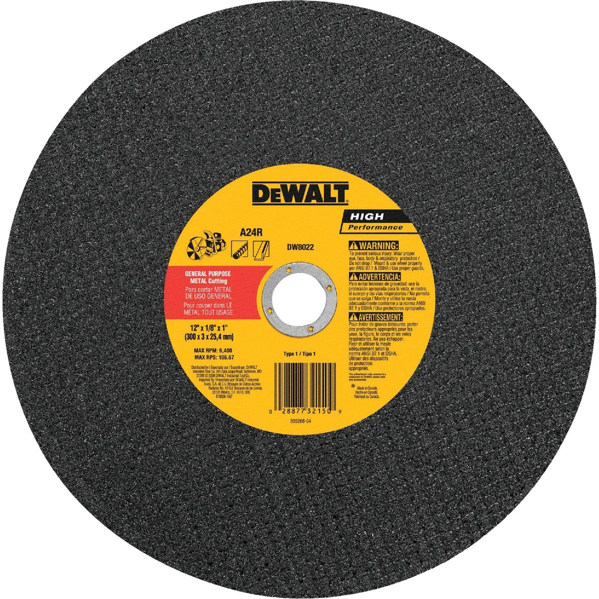 Clean DeWalt HP Type 1 14 In. x 1 8 In. x 1 In. Metal Cut-Off Wheel Fine Crafted