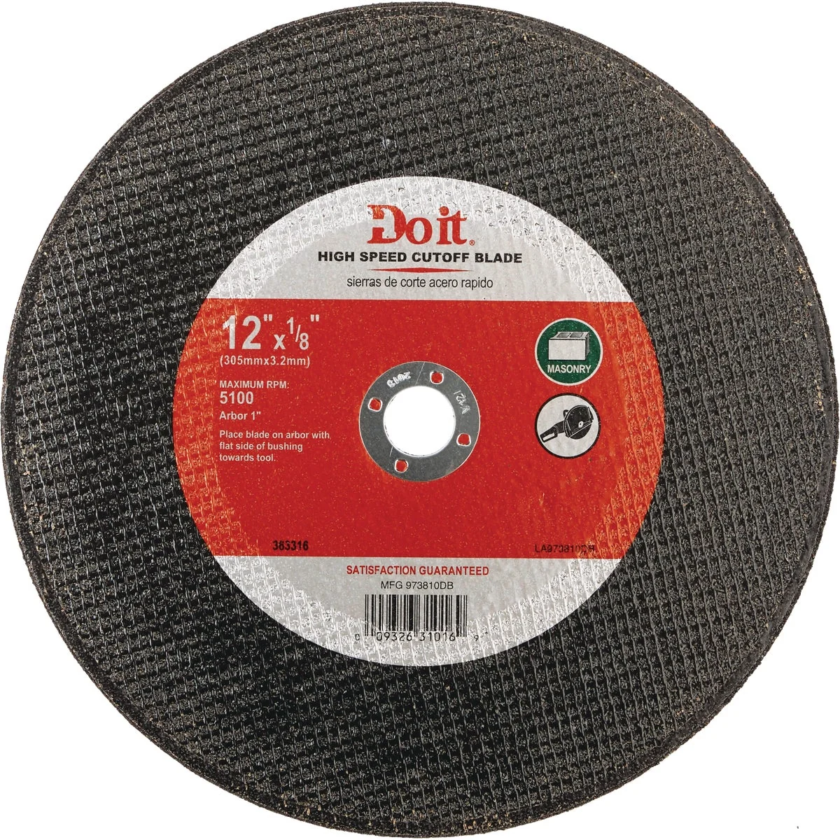Responsible Do it Type 1 12 In. x 1 8 In. x 1 In. Masonry Cut-Off Wheel Easy-to-Use