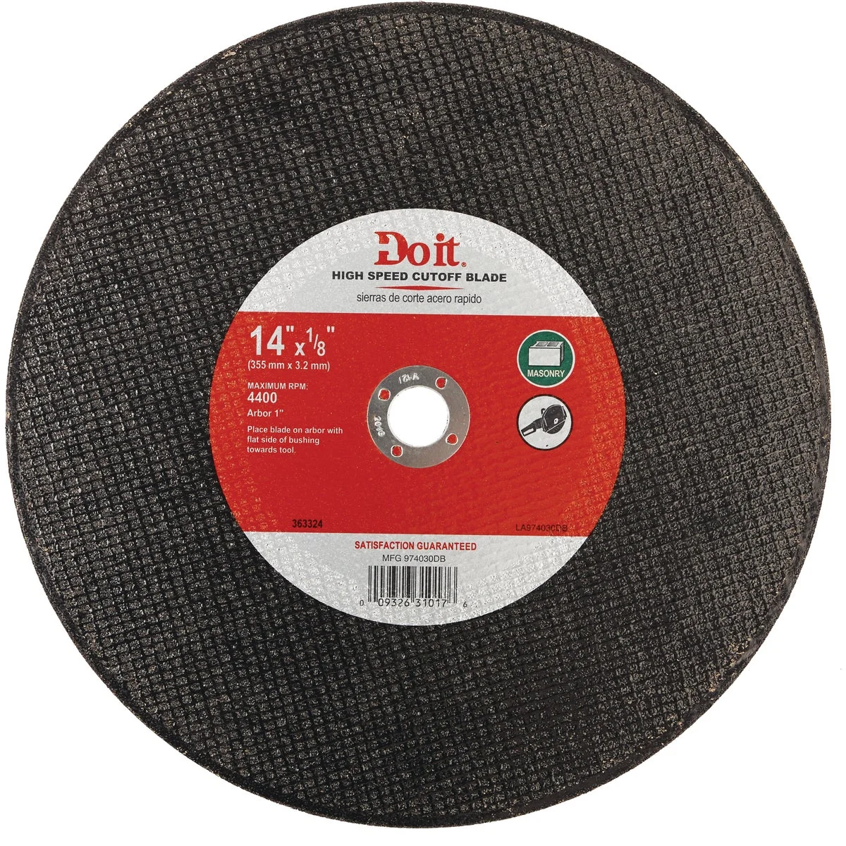 High-Quality Do it Type 1 14 In. x 1 8 In. x 1 In. Masonry Cut-Off Wheel Safe