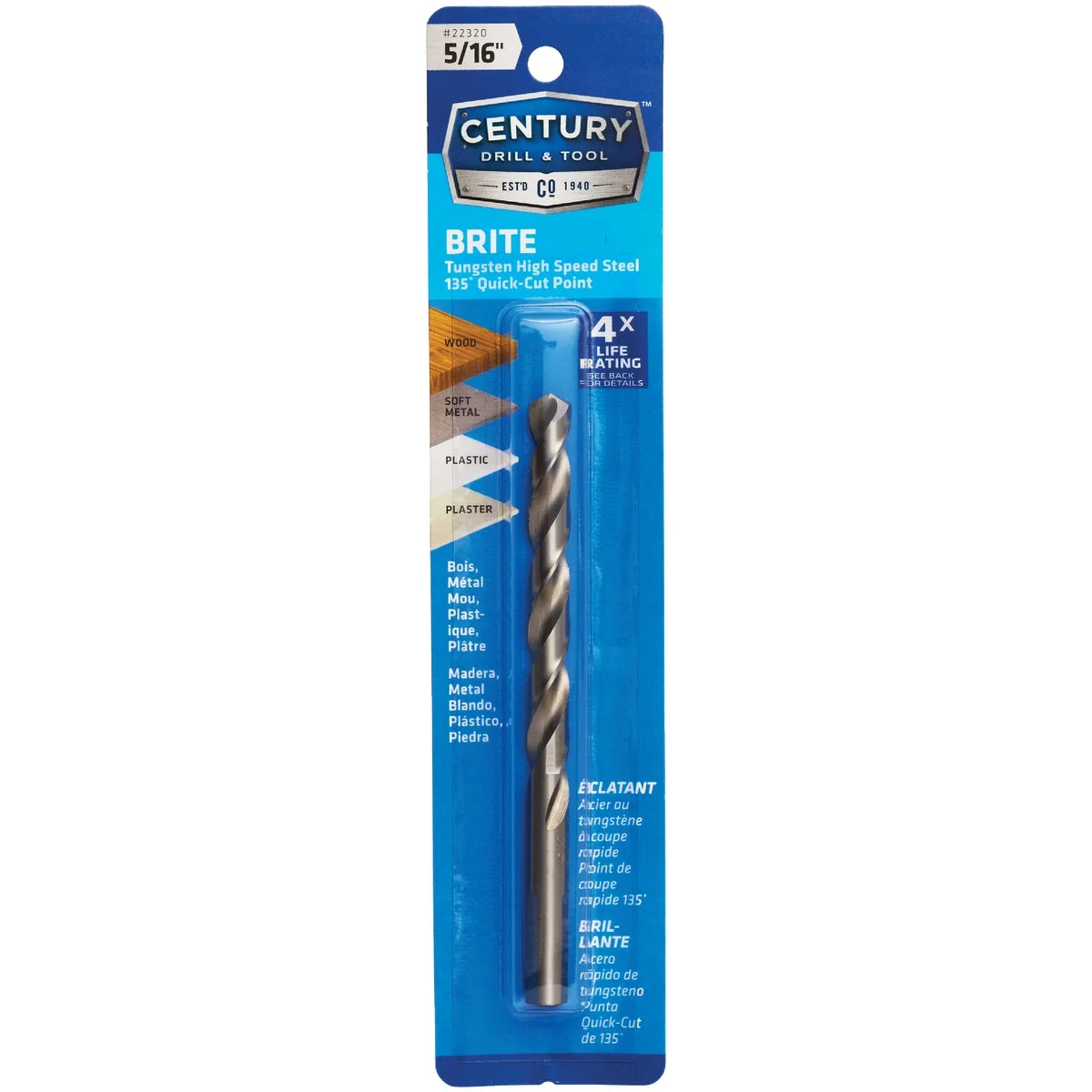 Soft Century Drill Tool 5 16 In. Tungsten High Speed Steel Quick-Cut Point Brite Drill Bit Carefully Designed