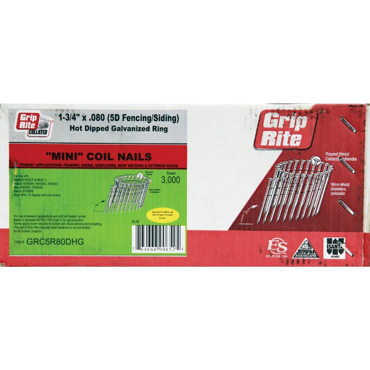 Functional Grip-Rite 15 Degree Wire Weld Hot-Dipped Galvanized Coil Siding Nail 1-3 4 In. x .080 In. 3000 Ct. Genuine