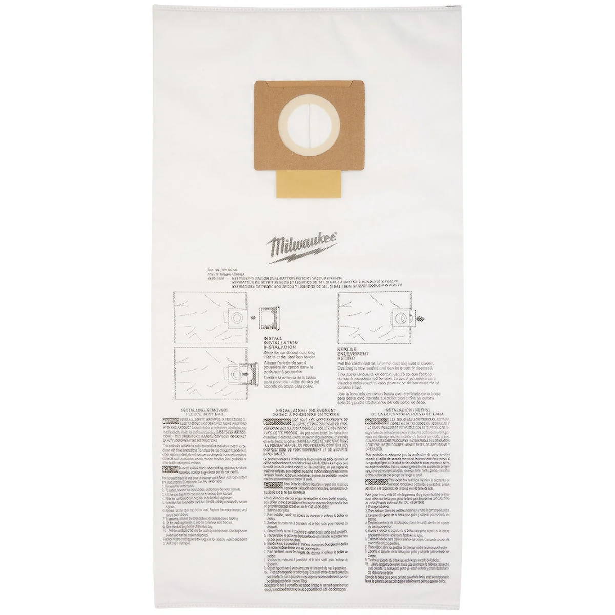 Fine Crafted Milwaukee 9 Gal. Fleece Dust Vacuum Bag 5-Pack Breathable