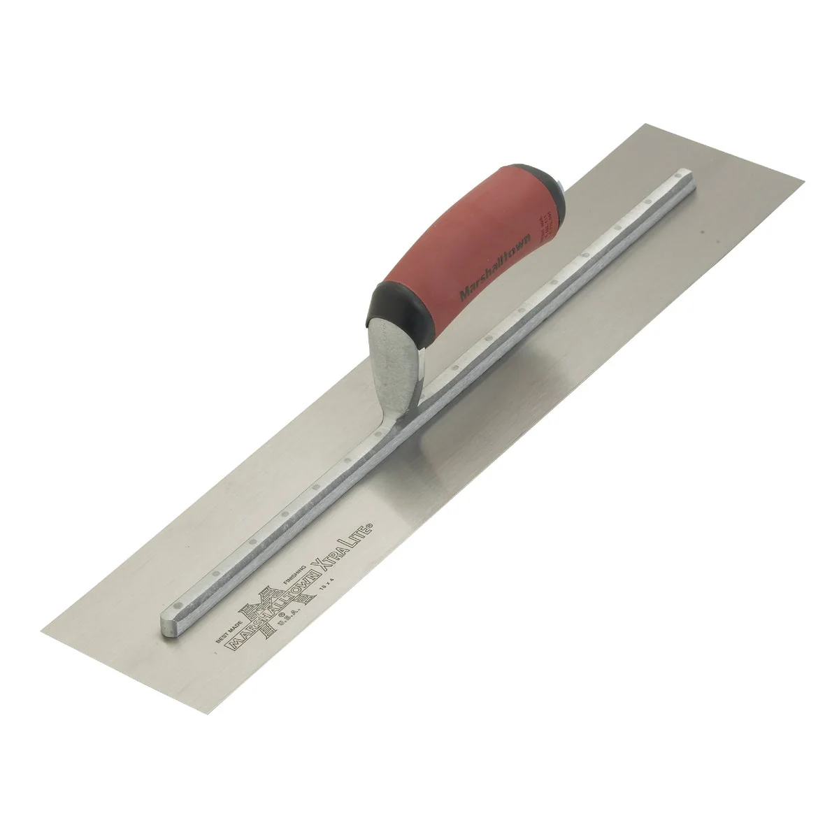 Lightweight Marshalltown 4 In. x 18 In. High Carbon Steel Finishing Trowel with Curved DuraSoft Handle Expertly Made