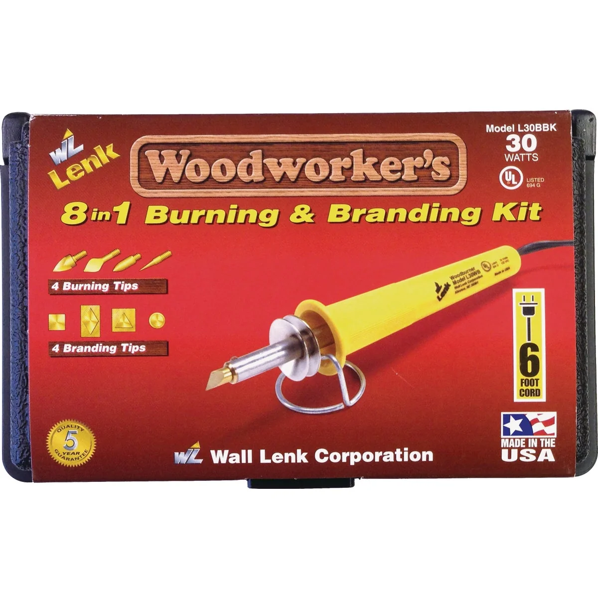 Reusable Wall Lenk Woodworker's 30W 8-in-1 Branding Wood Burning Kit Certified