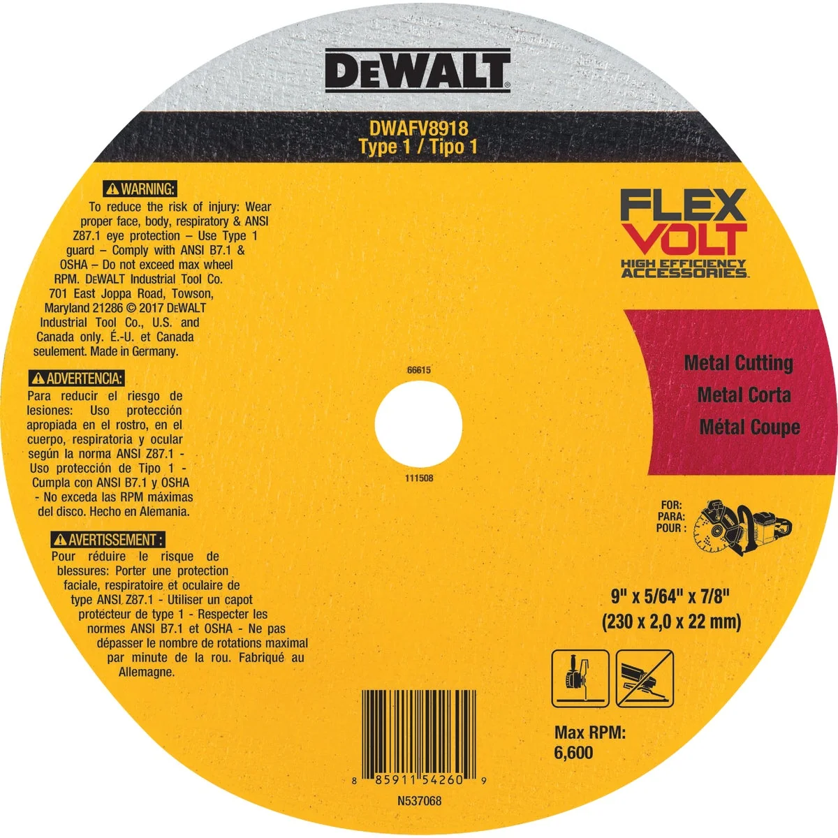 Contemporary DeWalt Flexvolt Type 1 9 In. Ceramic Metal Cut-Off Wheel Superior