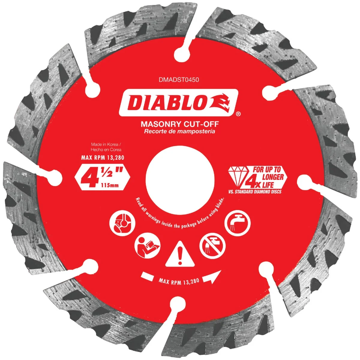 Organic Diablo 4-1 2 In. Segmented Turbo Rim Dry Wet Diamond Blade Durable